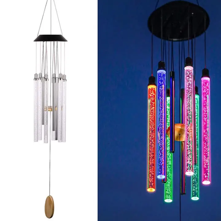 Latest solar Powered wind chime bells Superior Quality Decoration Outdoor  Crystal tube Wind Chime Garden decor