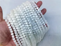 Wholesale Natural Smooth Charm Gemstone  Selenite Stone Loose Beads For Jewelry Making