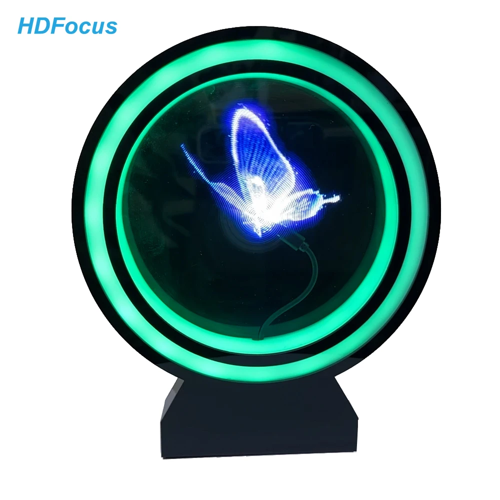 New Arrival Hologram Fan 3D Fan Projector With Round Cover Rgb Light Bar Portable Led 3D Hologram Display Holographic Fan