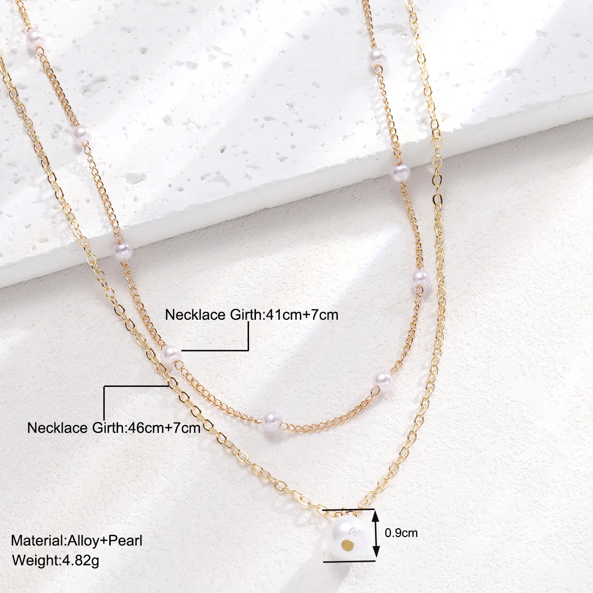 European American Luxury Double Layer Clavicle Chain Baroque Pearl Necklace Simple Short Design Main Targeted Alloy Fashion