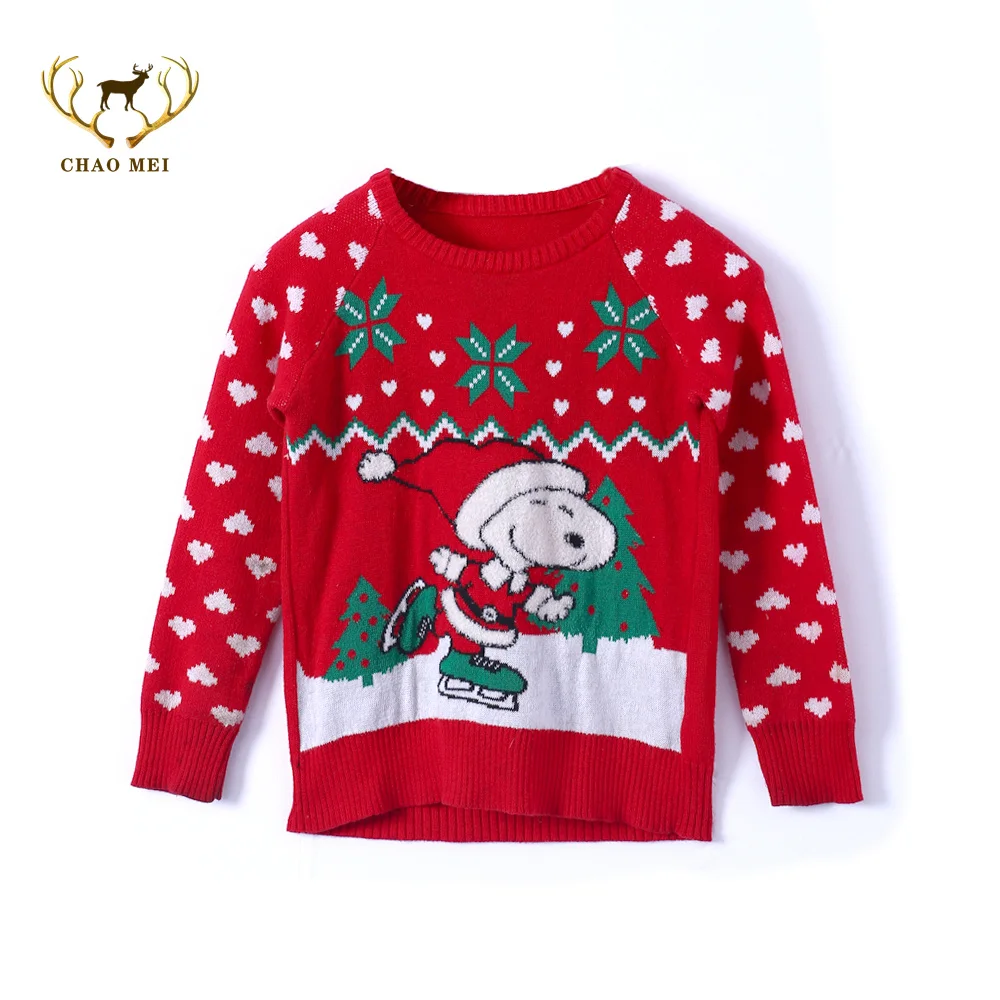 Custom women sweater jacquard knitted girls christmas sweater