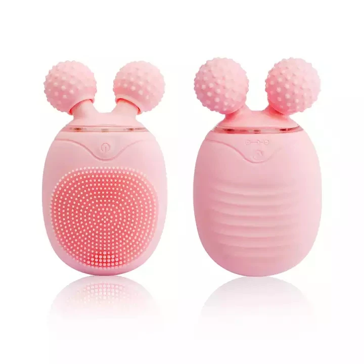 Dropshipping Products 2022 Skin Care Massager 2 in 1 Sonic Vibration Silicone Facial Cleansing Brush With Face Roller