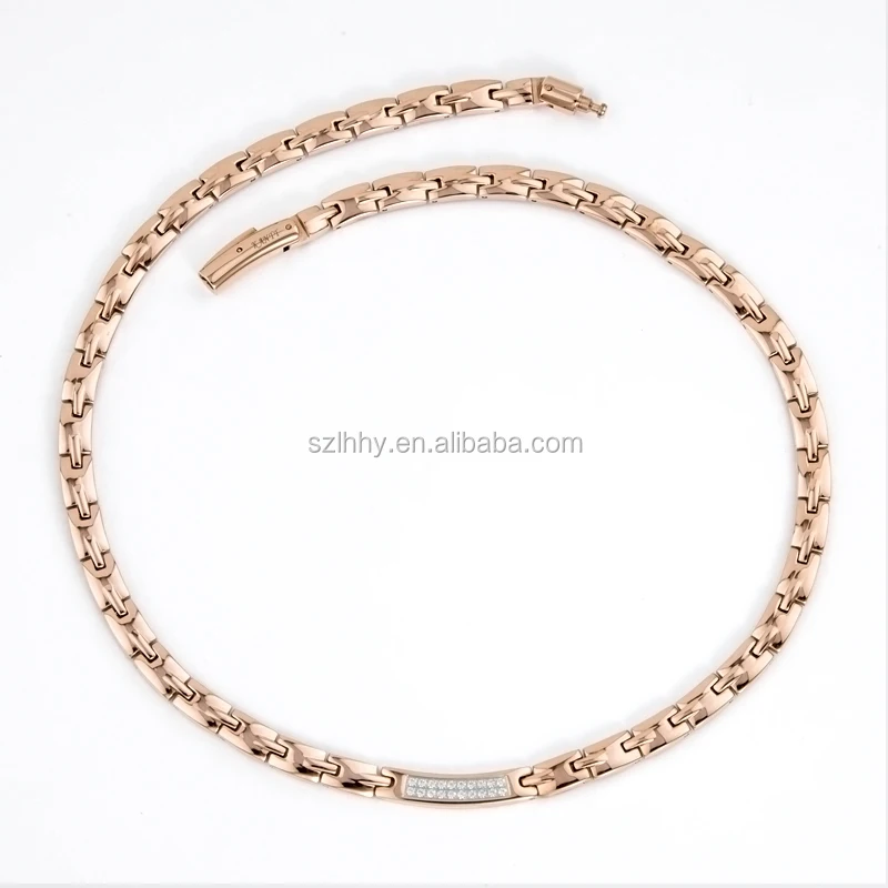 Wholesale fashion Rose gold 99.99% germanium beautiful Chain crystal Necklace for good health