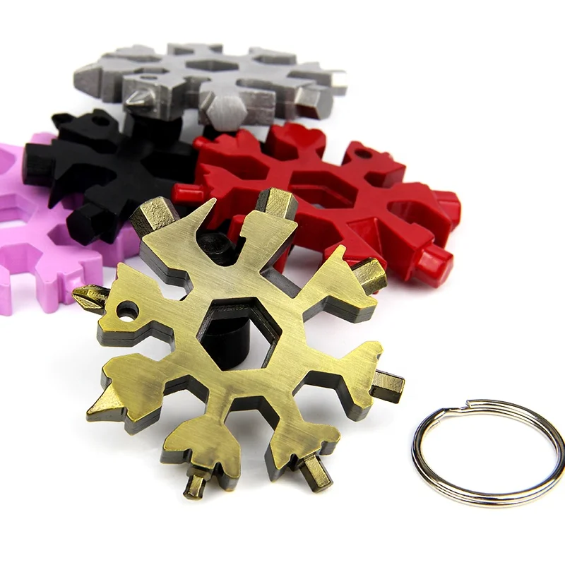 Free Sample 18 In 1 Heavy Duty Durable Stainless Steel Snow flake Multi Tool With Screwdriver Bicycle Repair Artifact