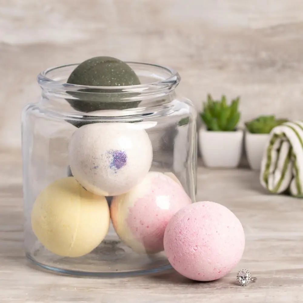 100% Natural Skin Care handmade Exfoliating private label bath fizzer with ring