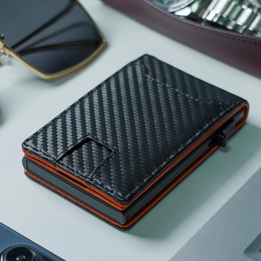 Mens Wallet Bifold Wallets for Men Metal RFID Blocking Aluminum Leather Money Cards Holder Gifts for Men