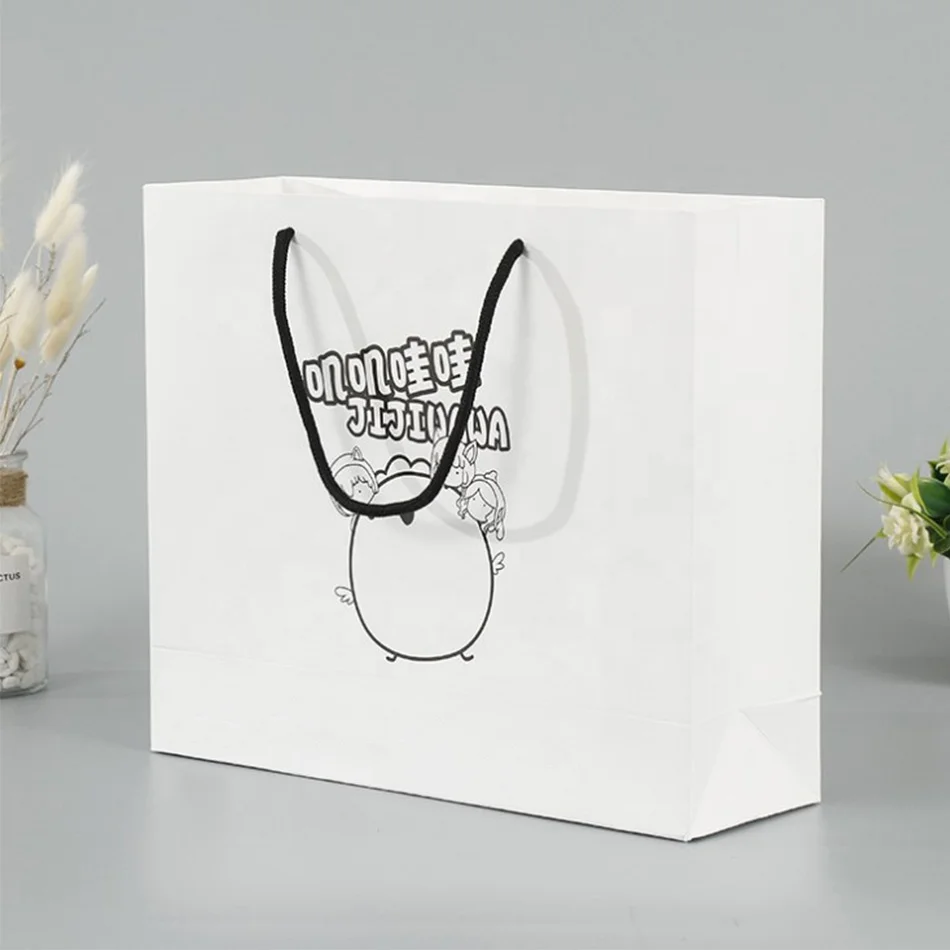 
Simple Retail Custom Logo Cosmetic Packaging Gift Mobile Phone Carrier Bag White Paper Clothing Shopping Bag 