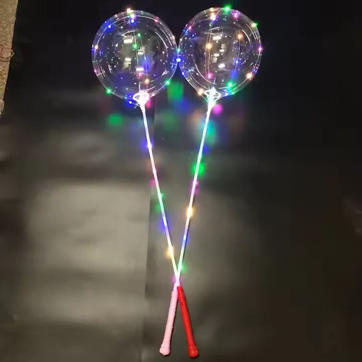 Hot Sale 18 Inch Party Decoration Stretchable Transparent LED Bobo Balloon with Light