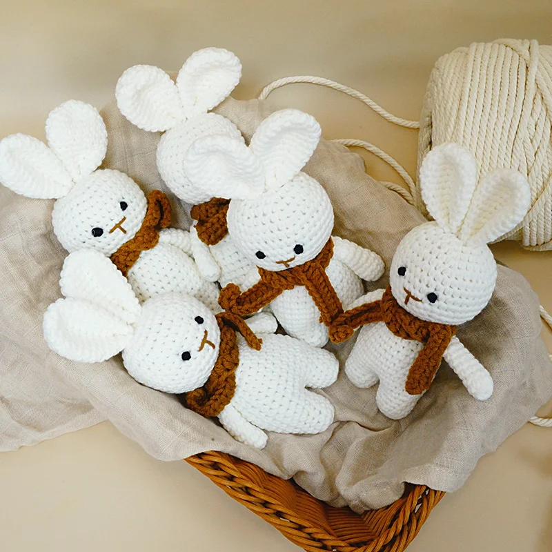 CE CPSC Amigurumi Handcrafted Cotton Stuffed Animals - Elephant, Lion & Rabbit - Soft, Safe Playthings For Toddlers