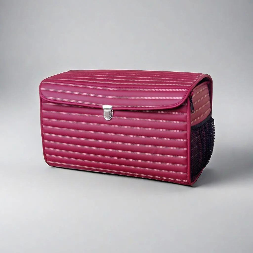 Auto Custom Logo Pu Leather Small Large Capacity Foldable Box Car Trunk Storage Boot Car Organizer for Trunk with Shackle Handle