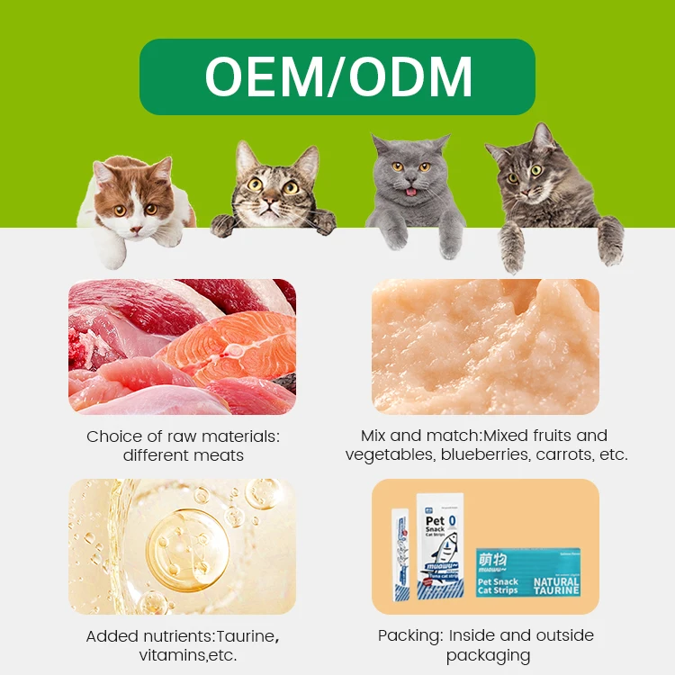 Muawu OEM ODM Natural Tuna Wholesale Cat Strips Snacks Treats Pet Wet Food