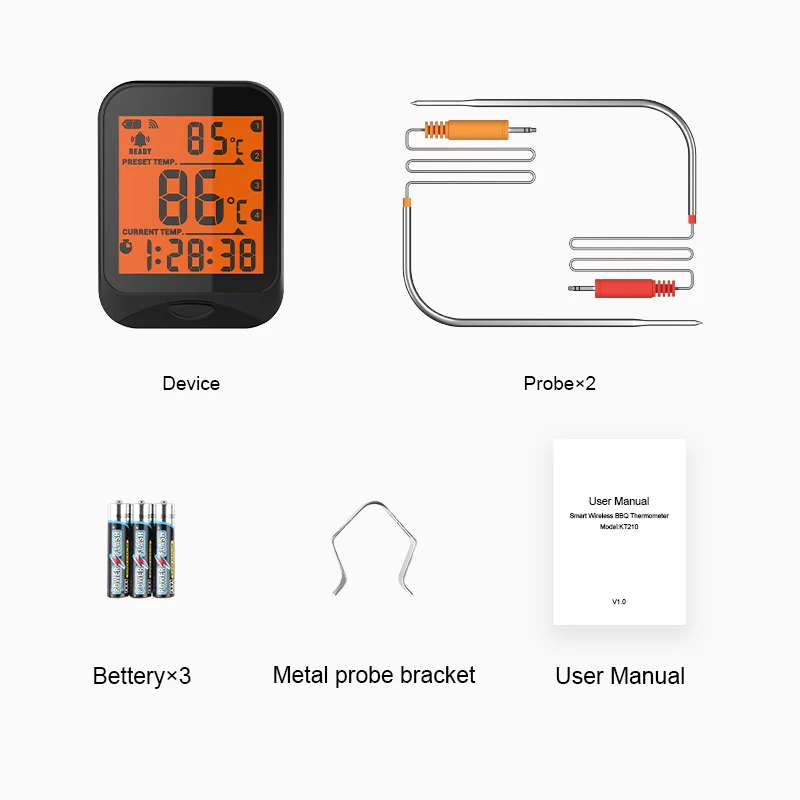 Wireless Digital Blue tooth BBQ Meat Cooking Thermometer with Free Ios Android APP