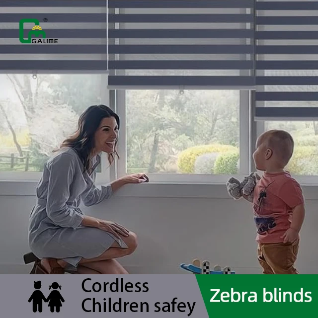 Galime Easy Fix Smart System Bluetooth Tuya Battery Operated Zebra Shutter Breathable Blinds For Windows