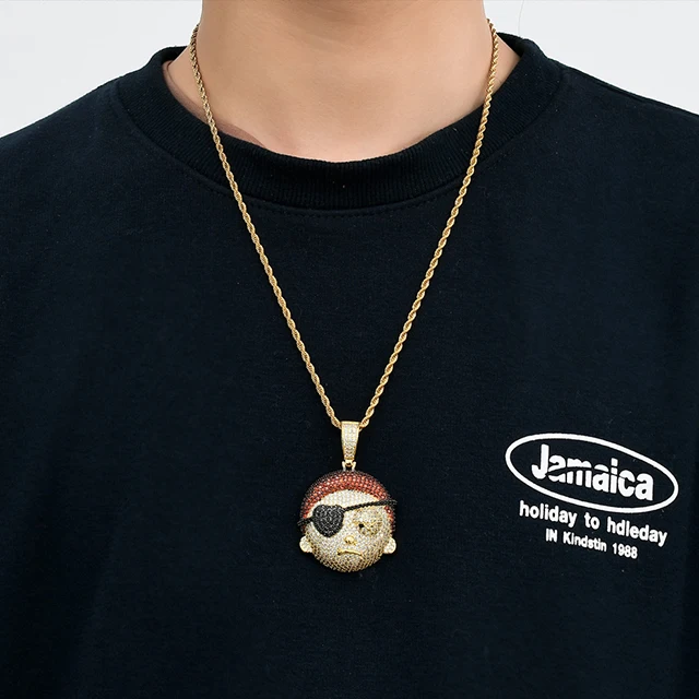 European and American necklaces Anime Rick And Morty Protagonist Morty head micro-encrusted zircon hip-hop accessories
