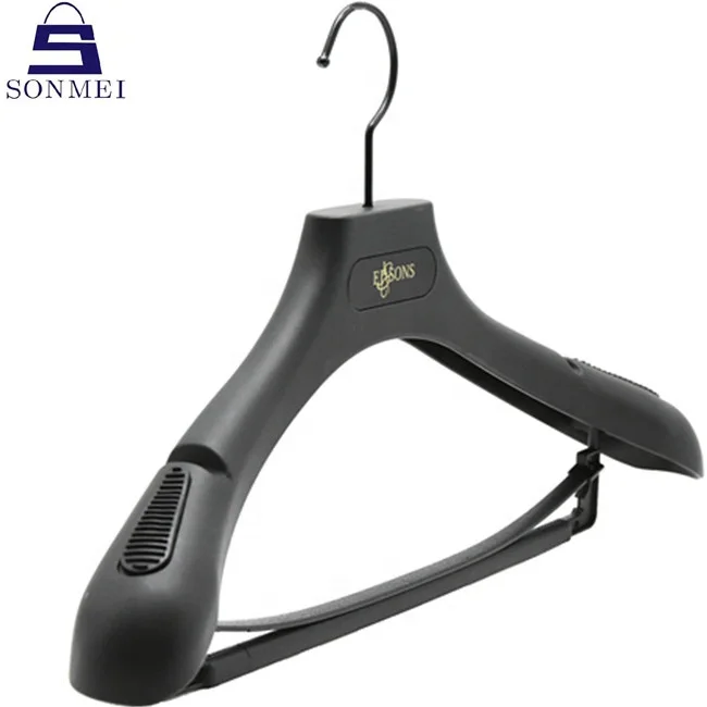 Top selling black custom suit plastic hanger with logo
