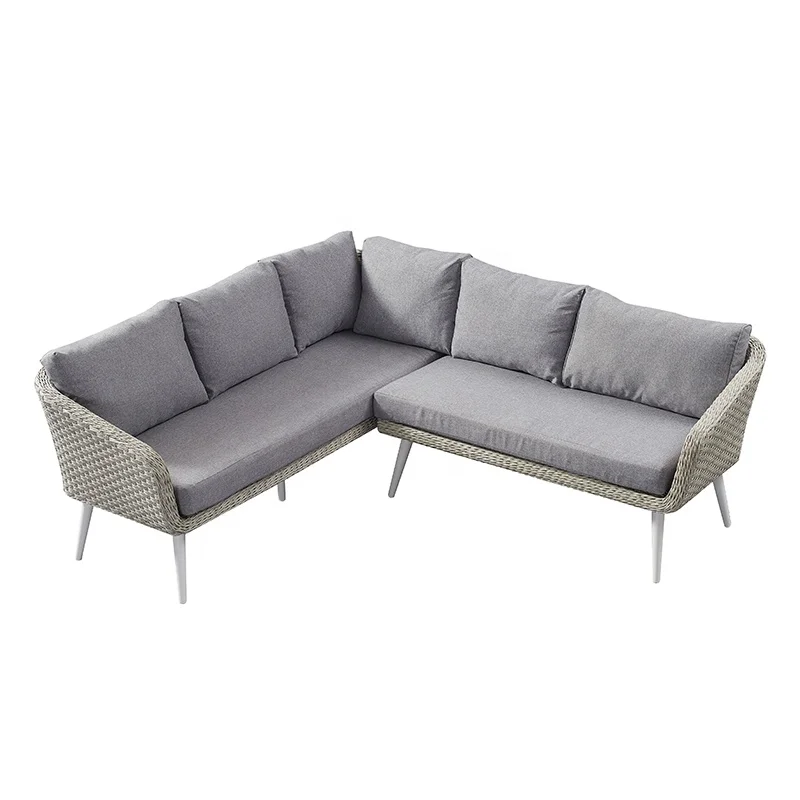 Outdoor Patio Wicker Aluminum Lounge Couch Furniture L Shape Garden Rattan Corner Sofa Set on Sale