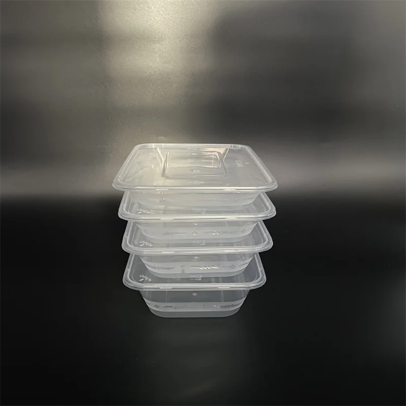 1000ml Hot Selling Clear Rectangular Disposable PP Food Box, Microwaveable Plastic Food Containers