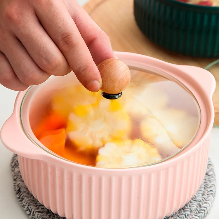 Nordic ceramic insulated dish casserole with lid casserole food warmer pot