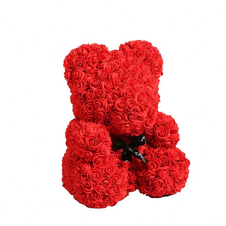 Amazon top seller 25cm Blue Artificial Flower bear valentine gift wedding favors Christmas present Teddy Bear Rose bear flower
