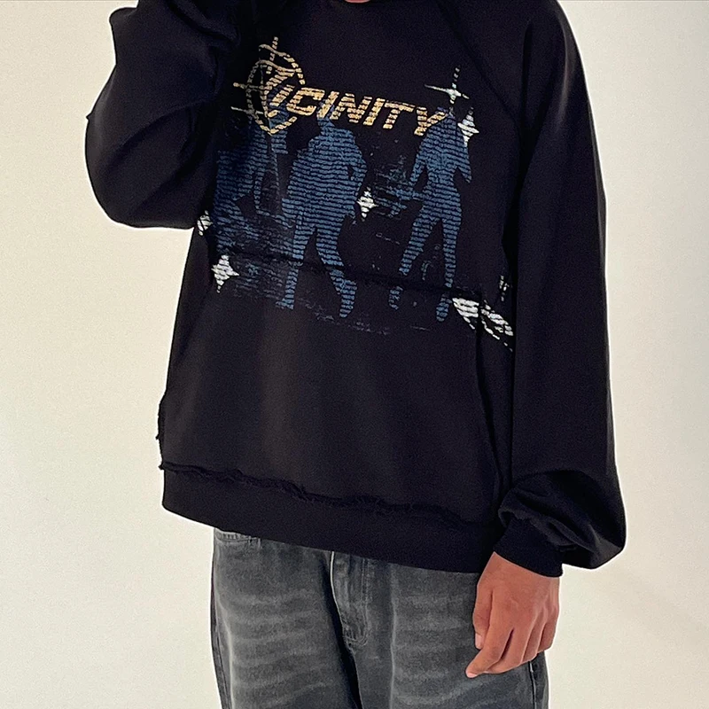 High Quality 100% Cotton Acid Washed Hoodie High Street Series Washing Old Sweater Stone Washed Vintage Hoodie
