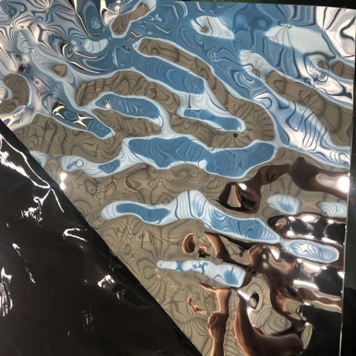 304 Color Mirror Water Wave Stainless Steel Stamped Water Ripple Stainless Steel Sheet For Wall Panel Ceiling Decoration