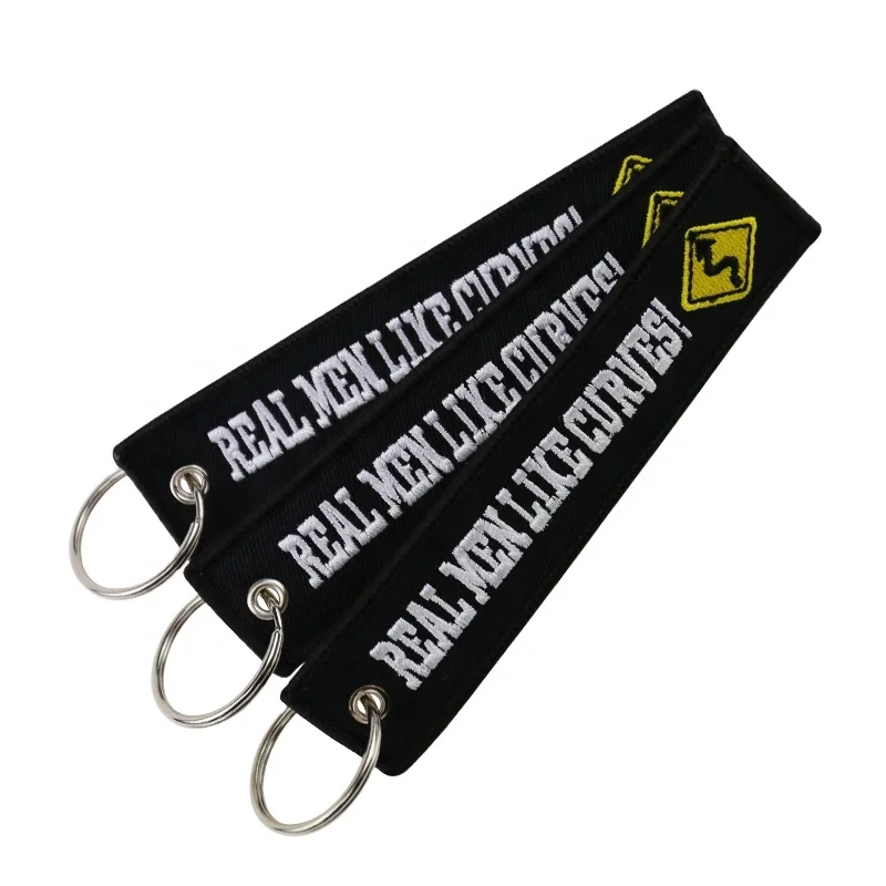 Key Chains Motorcycle Chain Keychain Bijoux for Cars Embroidery Real Men Like Curves Key Fobs Car Key Chain