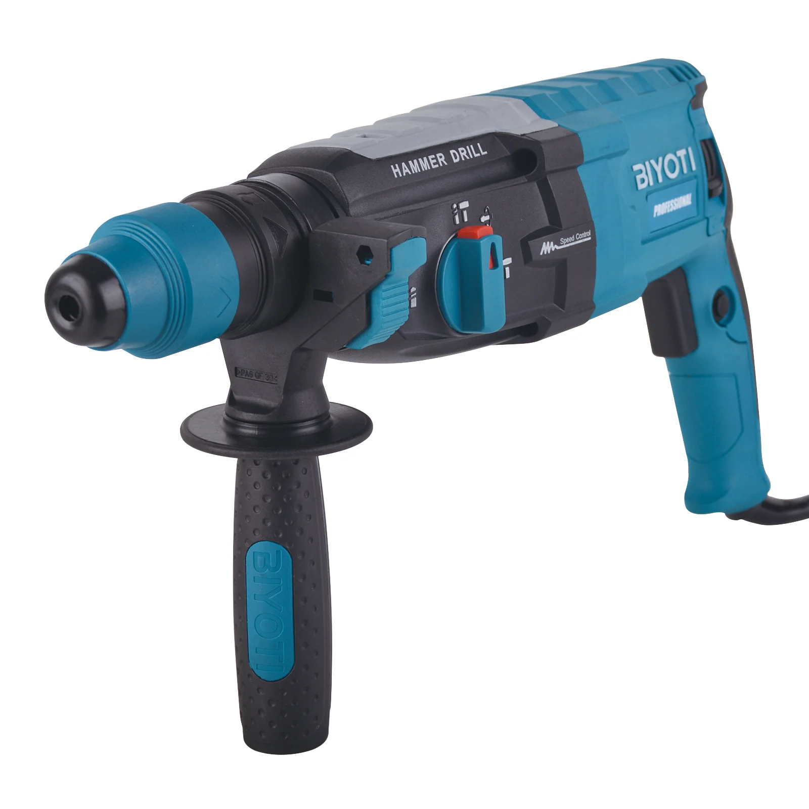 BIYOTI Rotary Electric Hammer 28mm Rotary Drill Manual Hammer With Impact Quickly Chuck With 5 Bits Stop Used For Drilling