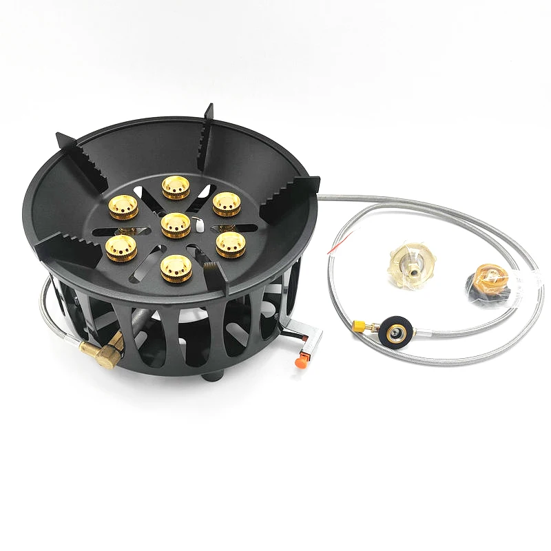 Custom Fogareiro 16800W multifunction mini cooking barbecue outdoor portable butane 7 burner furnace cooker camping gas stove