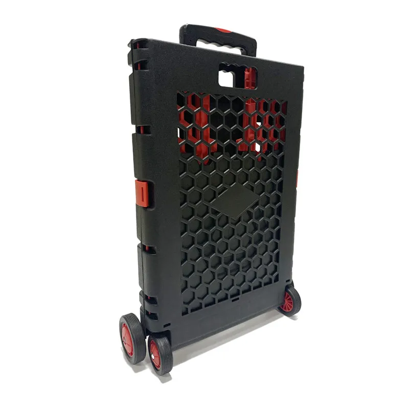 Plastic Cart Shopping Trolley Hot Selling New Design 4 Wheels Folding Half Size Trolley with 7 Plastic Drawers Customized Logos