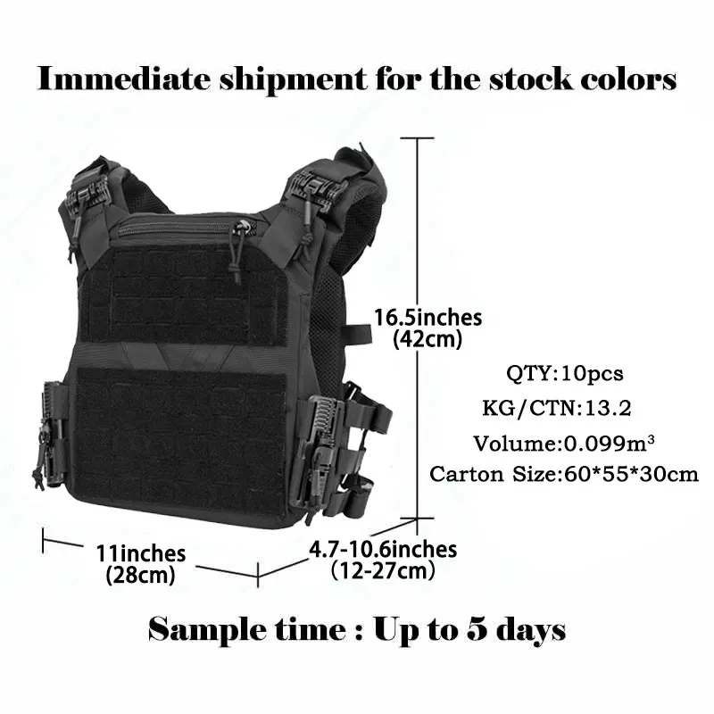 HuaSheng 900D Nylon Quick Release Plate Carrier Laser Cut MOLLE System Combat Tactical Vest for Outdoor Paintball Game