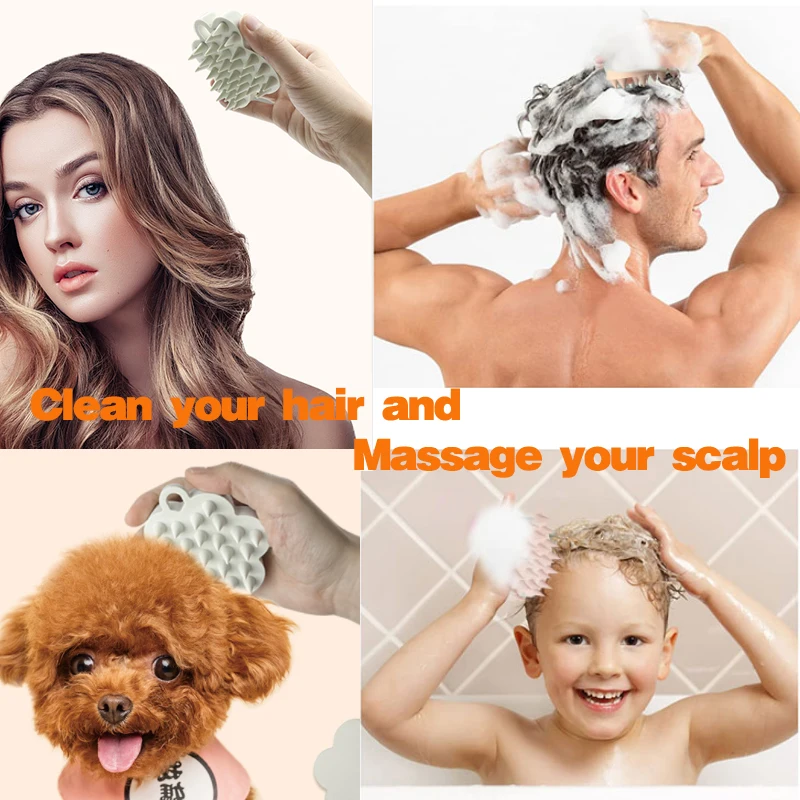 Silicone Scalp massage Brush Soft silicone Bath Shampoo Hair Brush for you and your pets