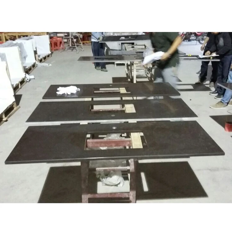 Hotel Engineered Stone Prefab 3cm Kitchen Quartz Worktops Dark Gray Quartz Stone Countertop