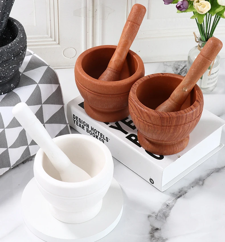 Syh395 Manual Garlic Pounder Herb Spice Mixing Grinding Crusher Bowl Pounding Medicine Jar Kitchen Pestle Grinder