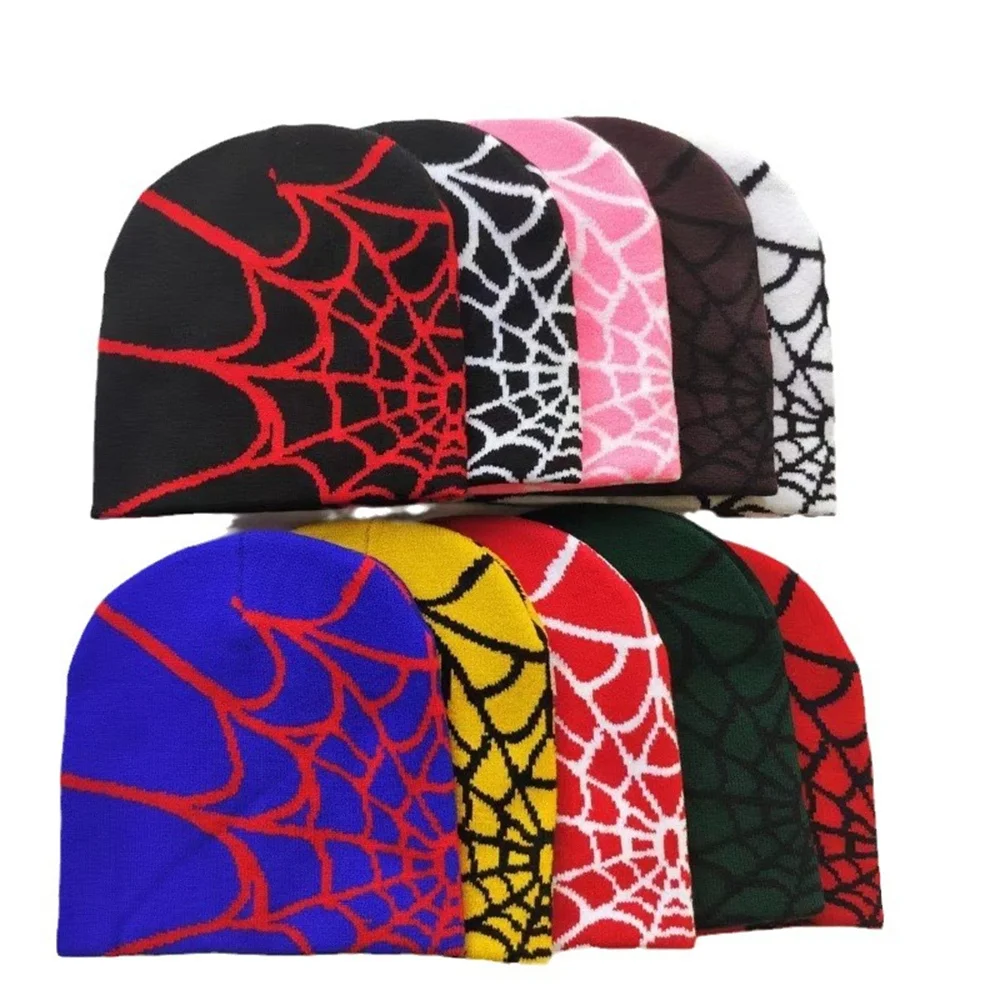 New Design Spider Style Beanie Winter Hat Customized Cuffless Jacquard Beanie Cap Logo Unisex Thickened Warm Fashion Beanie Cap