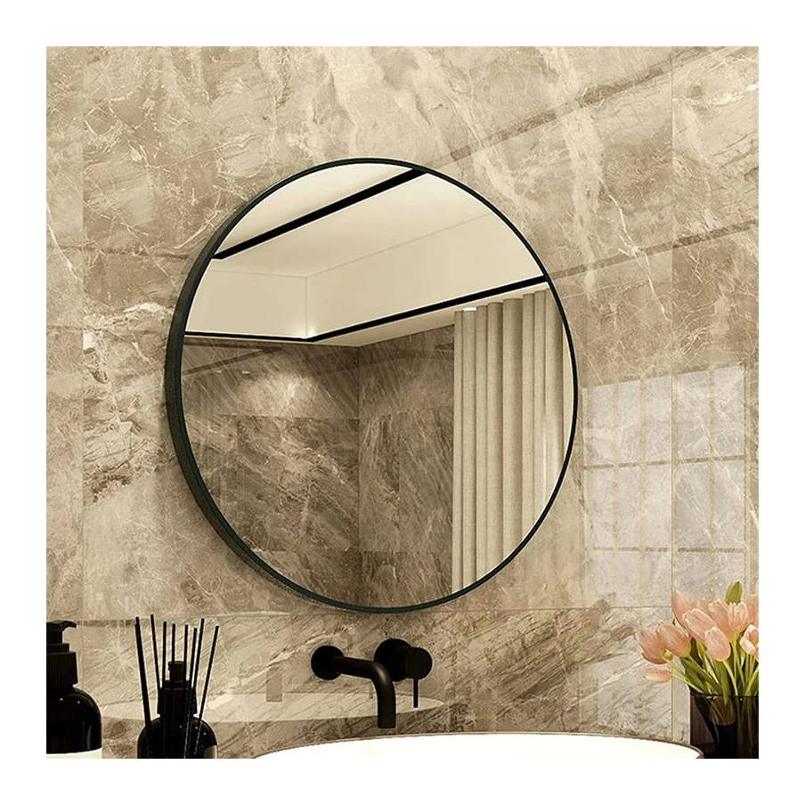 36 Inck Circlech Round Bathroom Wall Mirror Bla Vanity Mirror With Premium Brushed Metal Frame For Entryways Living Rooms