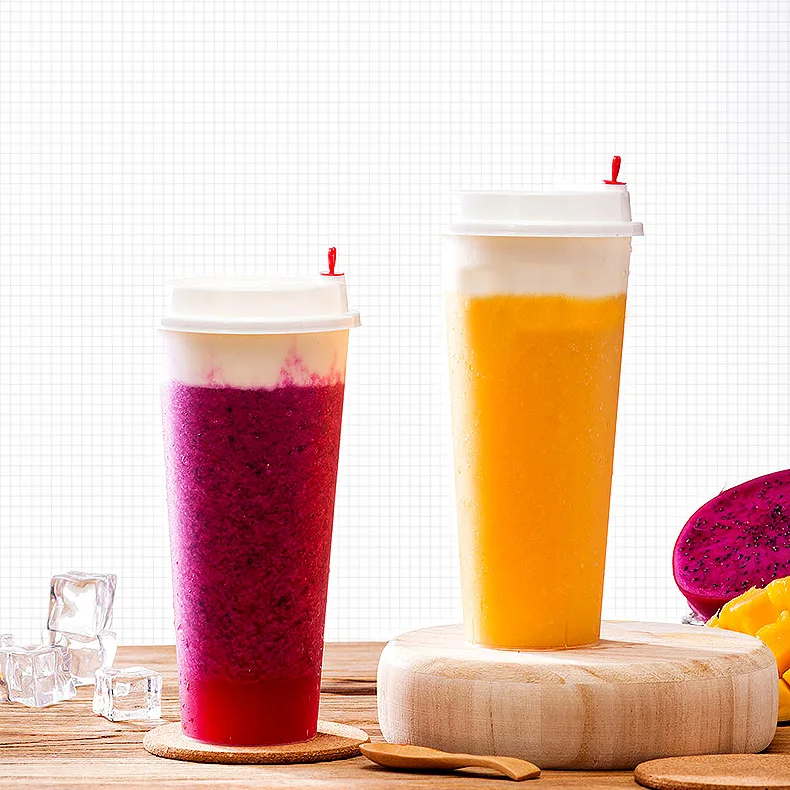 
Custom Printed 360ml 500ml 700ml Plastic Boba Bubble Tea Cup 