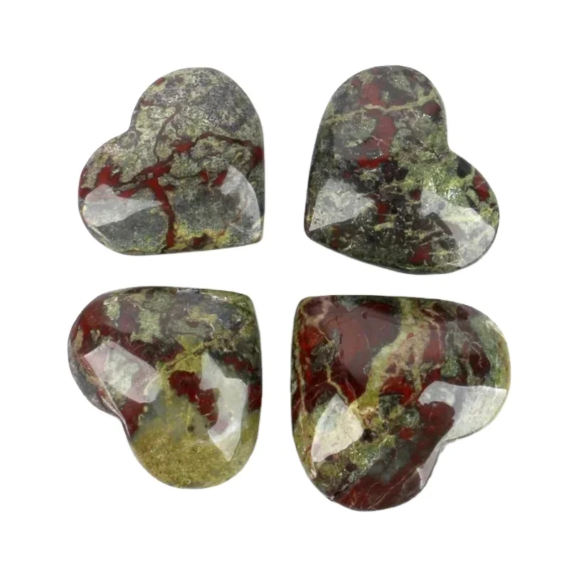CHUSE Crystal Crafts Natural Dragon Bloodstone Heart Shaped Crystals Healing Stones Heart