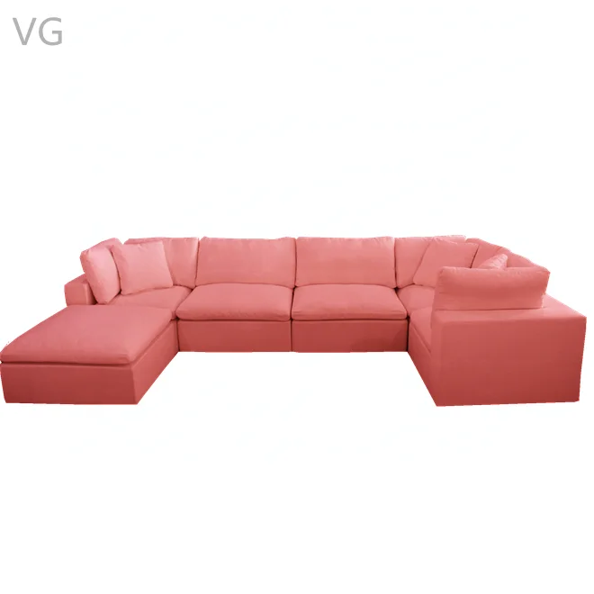 Modern living room furniture red sofa set modular sofa velvet fabric couch sectional sofa