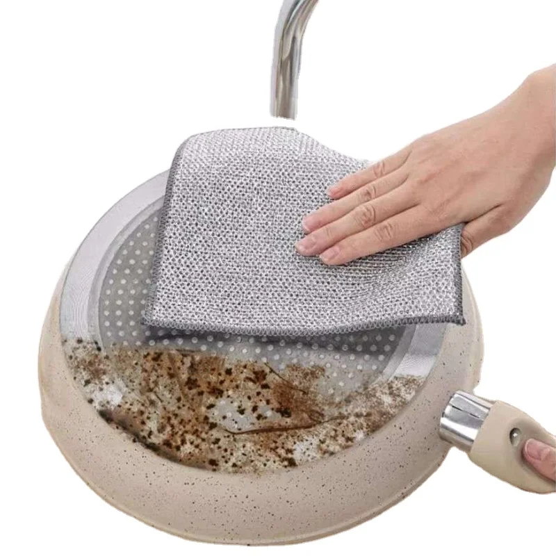 Magic Cleaning Cloth Thickened Double -sided Metal Steel Wire Rags Kitchen Dish Pot Washdishing Cloths Towel Clean Tools