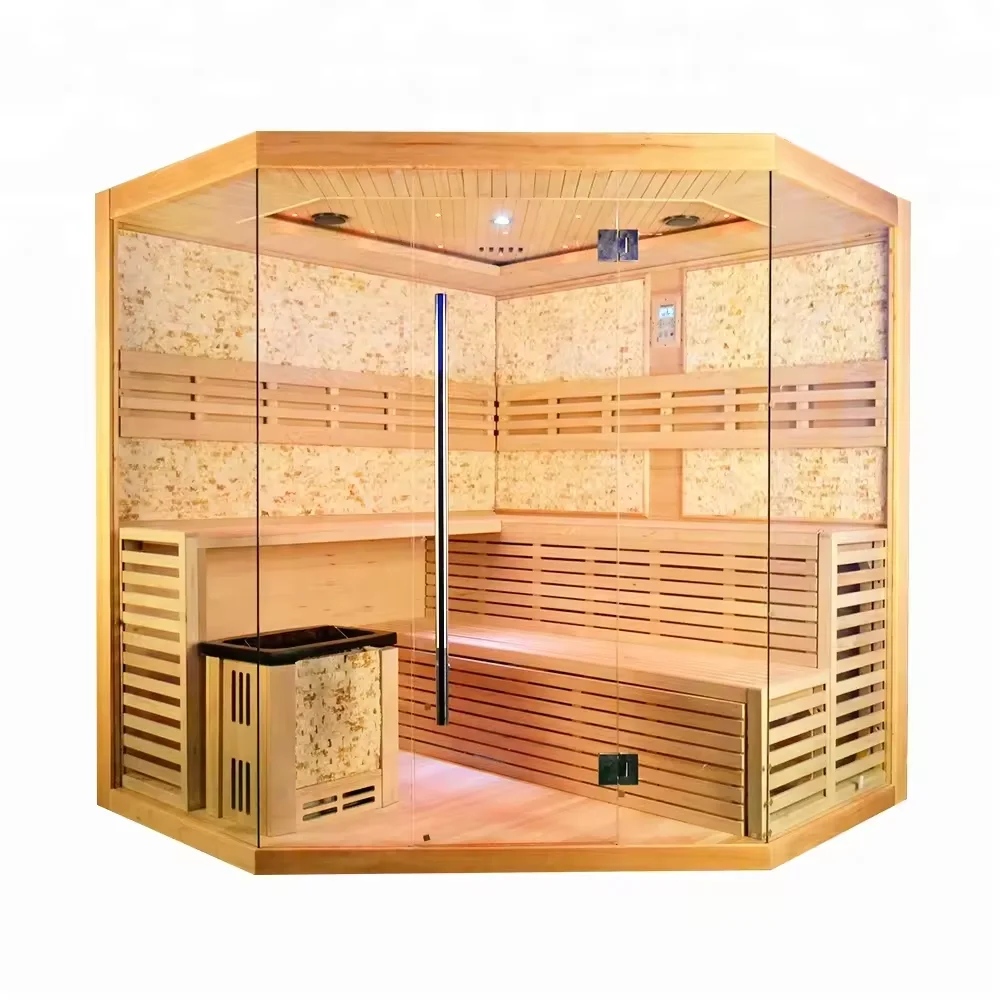 2024 High Quality Traditional Steam Sauna Hemlock Ozone Steam Sauna for 4-5 person