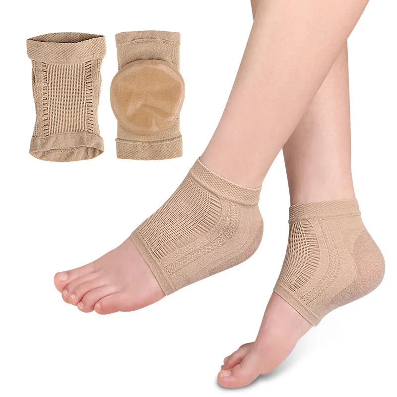 Compression Gel Achilles Tendon Heel Protector Open Toe Sleeve Socks for Bursitis Tendonitis Tenderness Plantar Fasciitis Braces