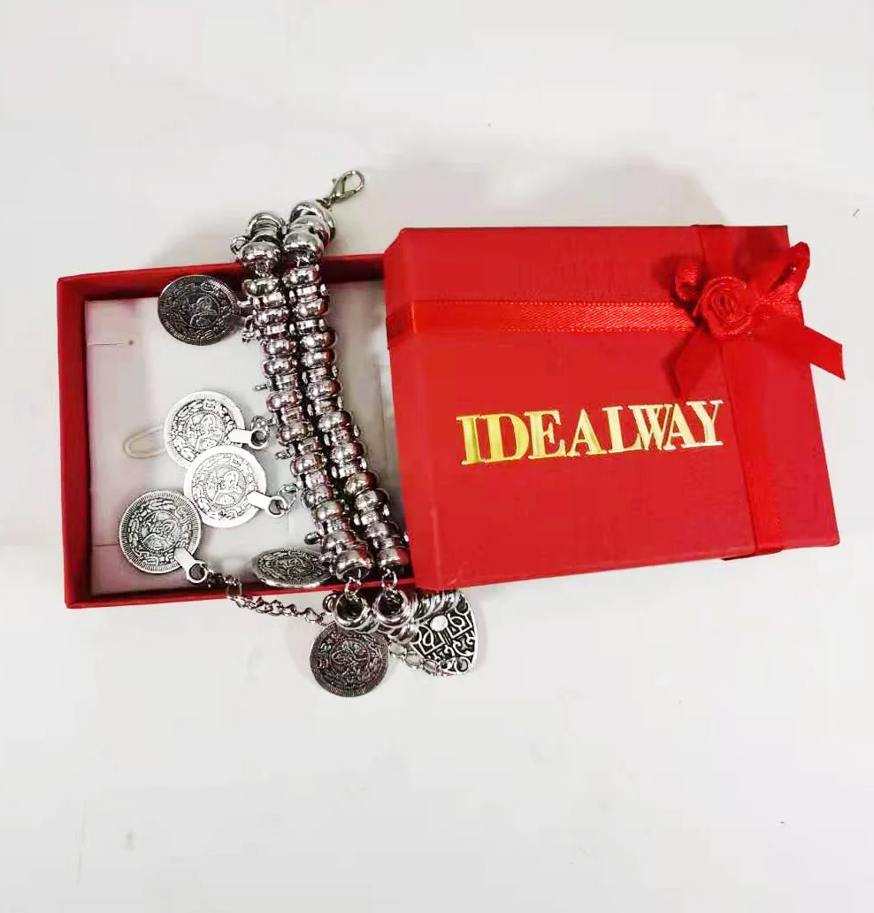 idealway Antique Silver Anklet Coin Tassel Leg Bracelet Jewelry Beach Ankle Chaine Foot Chain Anklets