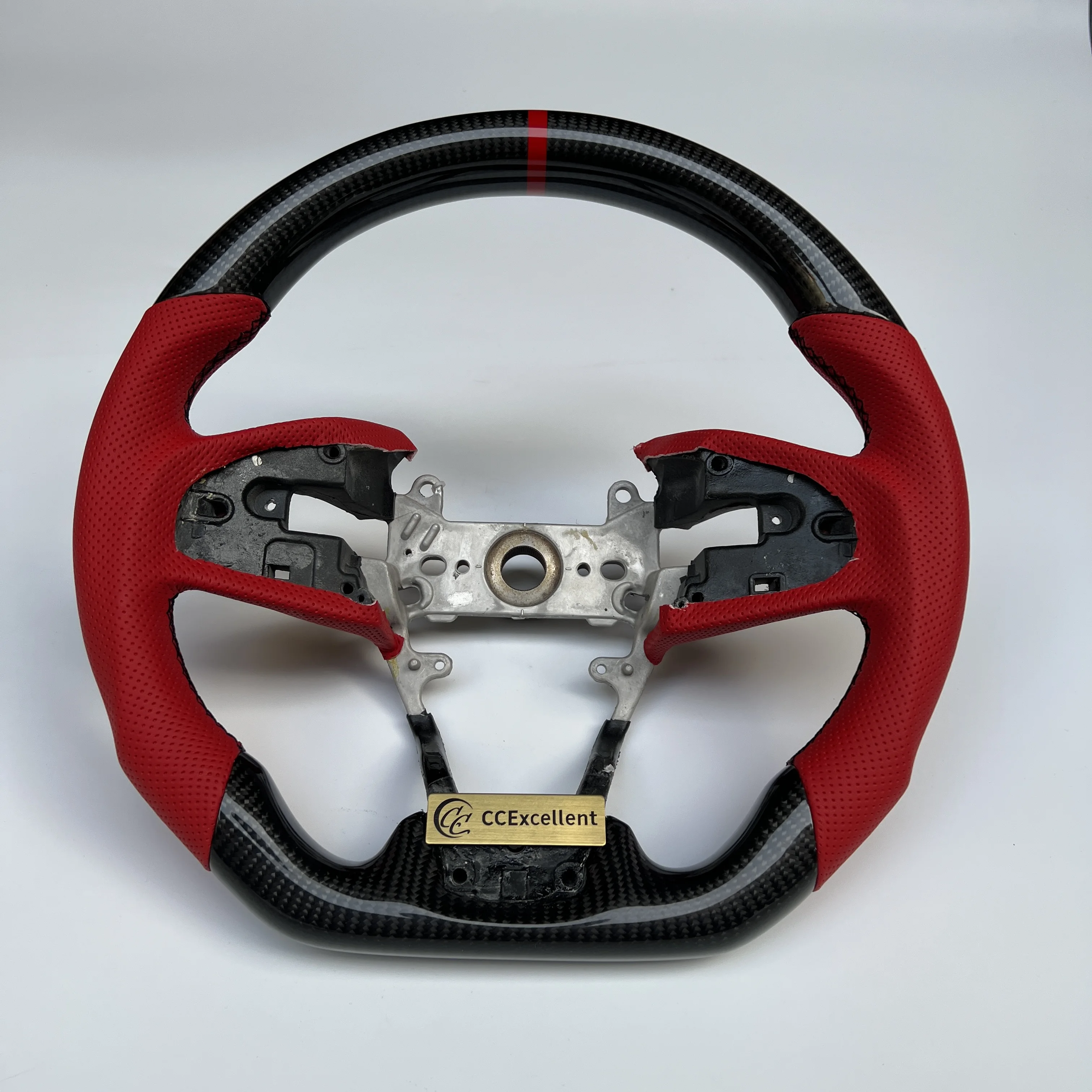 Hot sell best price custom civic carbon fiber steering wheel red perforated steering wheel for civic 2016+ 10th gen