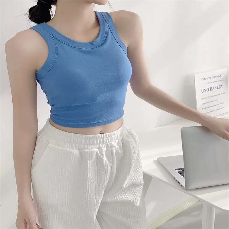 Dropshipping Products 2022 Wirefree Cotton Workout Bralettes Cami Bra Tank Tops With Pads