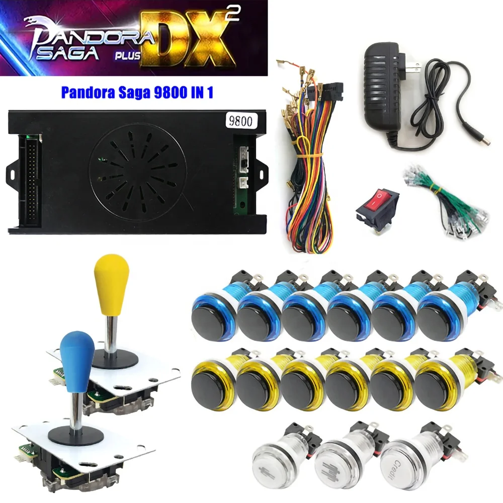 Hot Selling Arcade 5 Pin Joystick Black Cap Button 9800 in 1 Pandoras Game Box DIY Kit Push Button Arcade Game Console