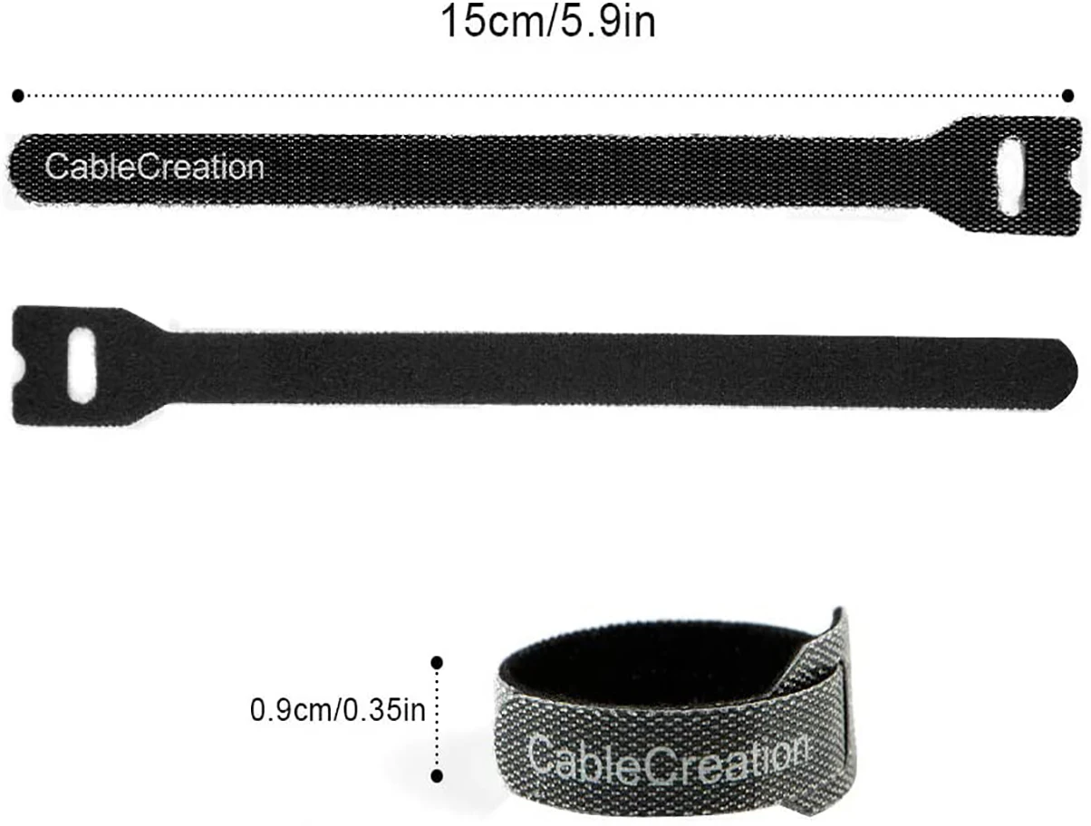 CableCreation 50PC Per Bag Flexible Automatic Double Side Reusable Carry Self Gripping Cinch Straps/Hook Loop cable tie