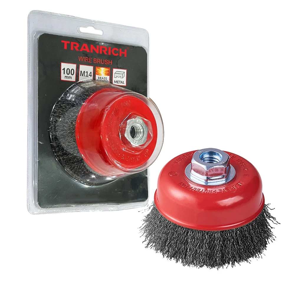 For Angle Grinder M10, M14, M16, 5/8'-11 Thread 3-9inch Steel/Stainless Steel Crimped Wire Cup Brush