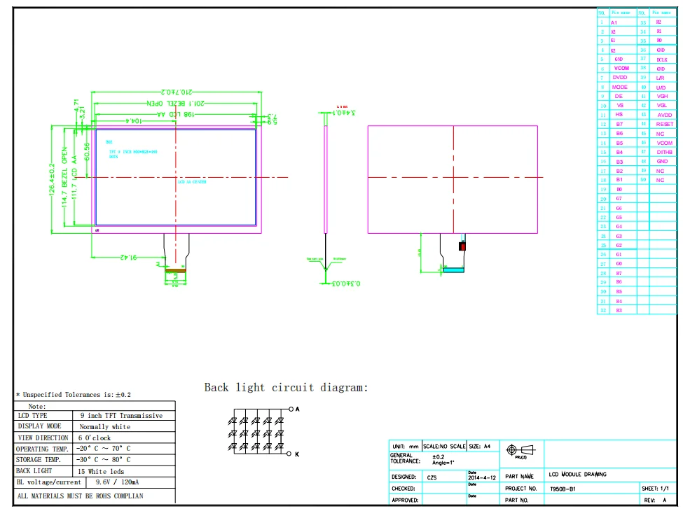 Manufacturer Hot Selling 9 inch 10.1 inch LCD Panel 800x480 TFT LCD Display Module