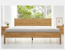 Wood Cottage Style Platform Bed with Headboard Nordic Solid Wood Bed Single Modern Simple Bedroom Apartment Furniture Factory