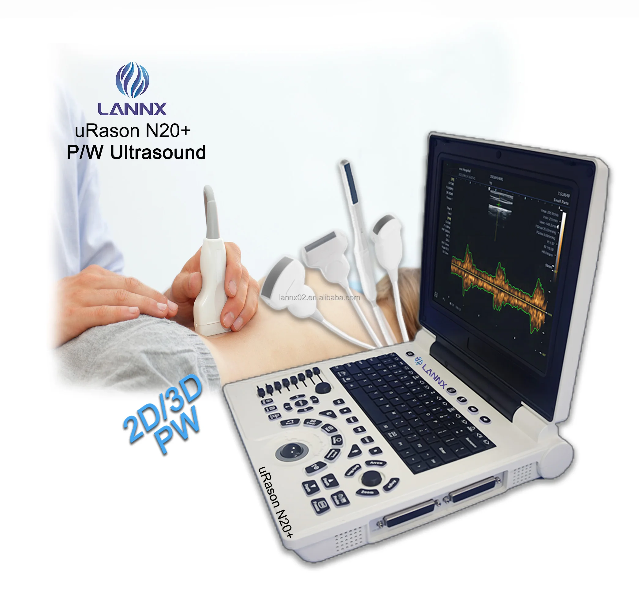LANNX uRason N20+ Ultrasound Scanner for Clinic Gynecology Obstetrics Laptop B/W Ultrasound machine HandHeld Escaner Ultrasonido